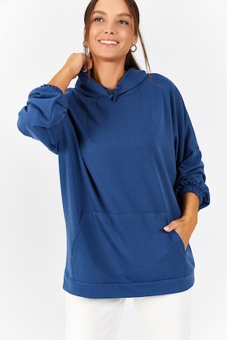 Armonika Kadın Koyu Mavi Kapüşonlu Cepli Sweatshirt Arm-21k024027