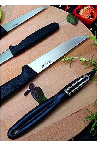 Cut 4 Fresh Sebze Soyacak Ve Bıçak Seti 4 Parça Siyah St-401