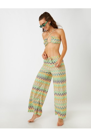 Koton Geniş Paça Pantolon Beli Lastikli Multıcolor 2sak60010bk 2SAK60010BKMIX Mavi
