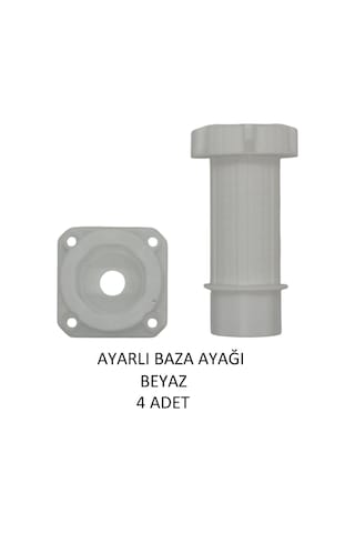 Ayarlanabilir Plastik Baza Ayağı 10-15 Cm, Beyaz, Çok Amaçlı Dolap Ayağı 4 Adet Beyaz