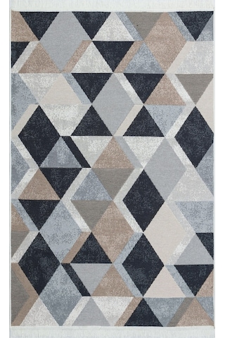 Eko Halı Arya Ar 10 Beıge Black Yıkanabilir Çift Taraflı Modern Desenli Dokuma Kilim