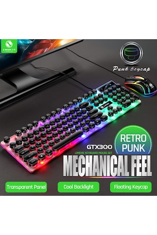 Monyee Gtx300 Retro Tasarım Klavye Ve Fare Seti - Ergonomik, Işıklı, Usb Bağlantılı, Beyaz Renk Diğer