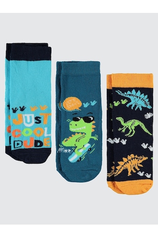 Civil Boys Erkek Çocuk 3'lü Soket Çorap 2-12 Yaş Siyah Siyah