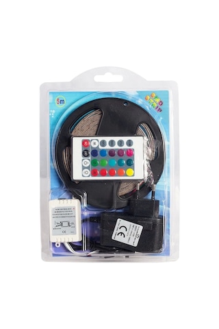Silikonlu 5 Metre Şerit Led - Rbg Led Animasyon Devreli 5 Metre Şerit - 220v Adaptörlü Şerit Led