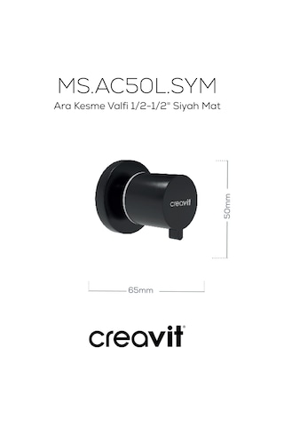 Creavit Ara Kesme Valfi 1/2-1/2" Siyah Mat Ms.ac50l.sym