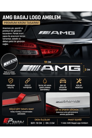 Mercedes Amg Bagaj Logo Amblem Krom Premium Tasarım 0