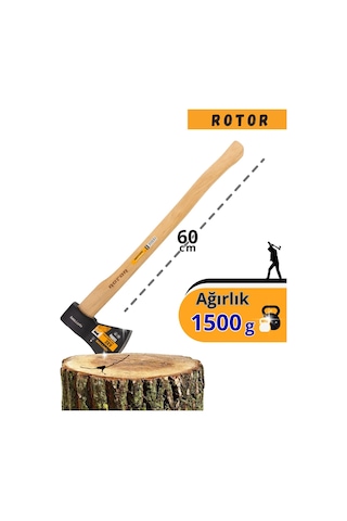 Rotor Ahşap Saplı 1500gr+600gr 2 Li Balta Nacak Seti