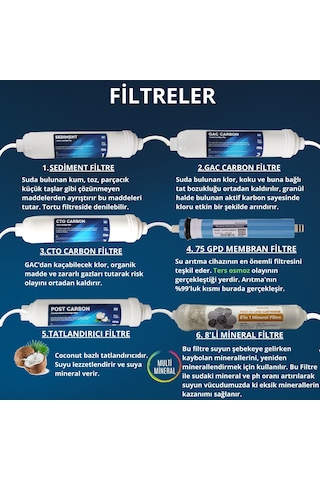 13 Aşamalı 8 L Çelik Tanklı Pompasız  Multimineralli Su Arıtma Cihazı Premium Seri