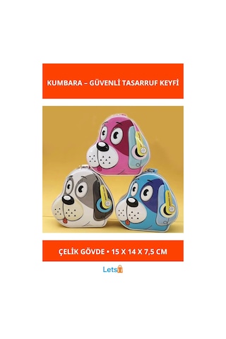 Sevimli Köpek Tasarımlı Kilitli Kumbara TEK EBAT