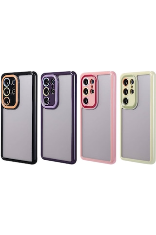 Galaxy Uyumlu S23 Ultra Kılıf Kamera Korumalı Renkli Kenar Ve Çerçeve Tasarımlı Klfs Vitamin Kapak-yeşil Yeşil