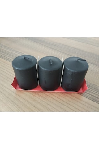 3'Lü Kokusuz Bozkurt Silindir Mum 5*7Cm Siyah (350093859)