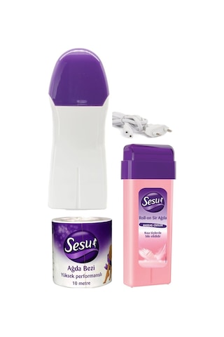 Kartuş Ağda Makinesi + Sesu Pembe Kartuş Ağda 100 ML + 10 M Ağda Bezi