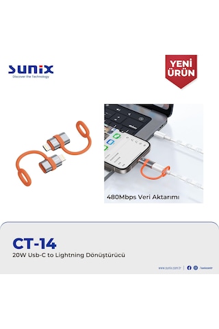 Sunix Apple Uyumlu iPhone Lightning To Type-c 20w Hızlı Adaptör Çevirici Ce Lisanslı
