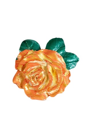 Uretti - Ayşe 7362 0385 El Yapımı Minik 2'li Pembe - Turuncu Renk Gül Magnet - 6 X 7 Cm