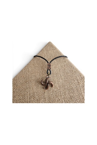 Bronz Güneş Çarkı Triskelion Kolye Siyah