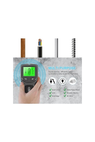 Moly Yunboo Siyah Çok Fonksiyonlu Duvar Taramacı Ahşap Metal Ac Tespiti 5 Modlu Lcd Ekranlı Siyah