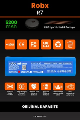 Robx R7 5200mAh Robot Süpürge Bataryası