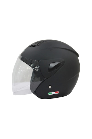 Sway SW-733 Şeffaf Camlı Açık Motosiklet Kaskı Mat Siyah