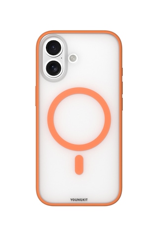 Apple Uyumlu iPhone 17 Kılıf M-safe Şarj Özellikli Youngkit Clear Serisi Kapak Turuncu Turuncu