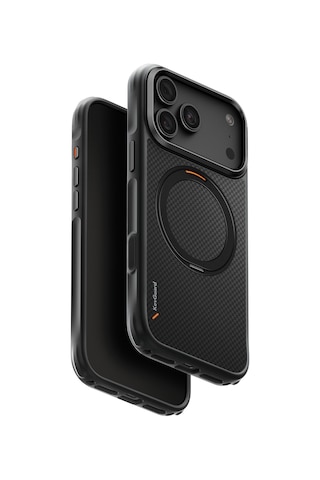 Apple iPhone Uyumlu 18 Pro Max Kılıf Keva Mov Armaid Fiber Metal Dönen Halka Magsafe Özellikli Koruyucu Kapak Sıyah