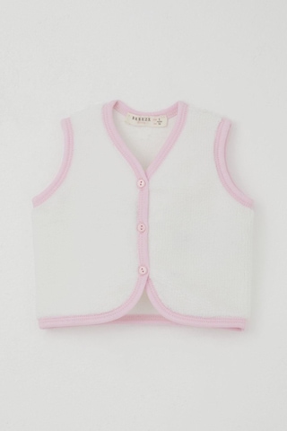 Breeze Kız Bebek Polar Yelek Düğmeli 0-9 Ay, Beyaz Beyaz