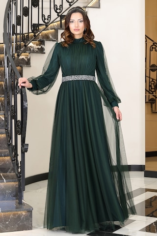 Alia Şık Taş Detaylı Büyük Beden Tesettür Abiye - Alya İndigo