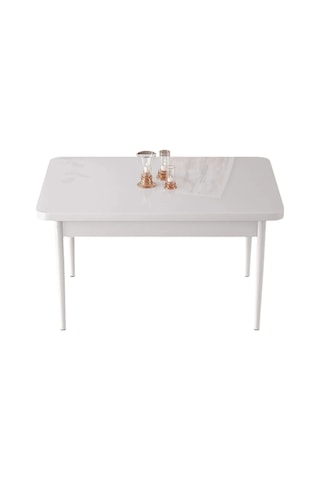 Tulca Serisi Beyaz 71x110 Mdf Ahşap Ayaklı Kaliteli Sabit Yemek Masası Beyaz