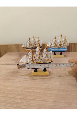 Yelkenli Ahşap Gemi Mini Boy-dekoratif-10 Cm Model 1004 Balıkhediyelik 1 Adet