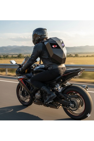 Missidea Black Knight Led Işıklı Sırt Çantası Motorcu Çantası Büyük Boy Siyah
