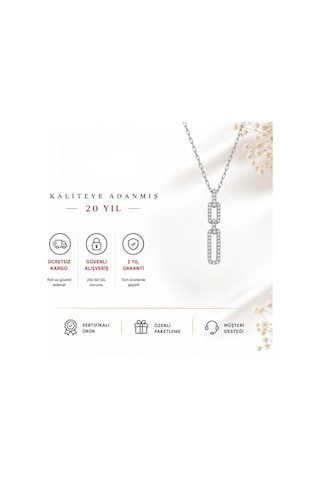 Servi 925 Ayar Gümüş Chain Glow Ataç Kolye-546