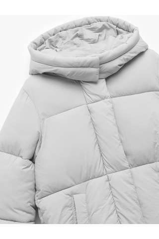 Koton Uzun Kollu Cepli Kapitone Kapşonlu Uzun Şişme Mont Bej 6wkg00025aw Ekru