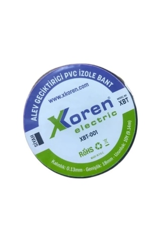 Xkoren Mavi Alev Geciktirici Pvc İzole Bant 0.13mm X 18mm X 10y 9.14m 10 Adet