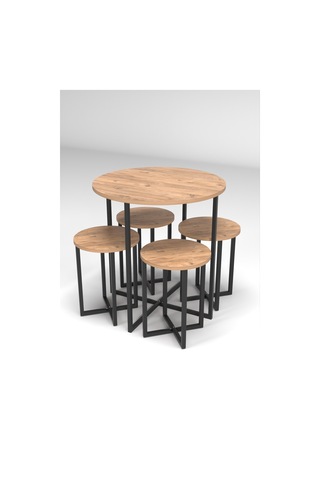 Retodesign 4 Kişilik Yuvarlak Masa Takimi Atlantik Çam 1685