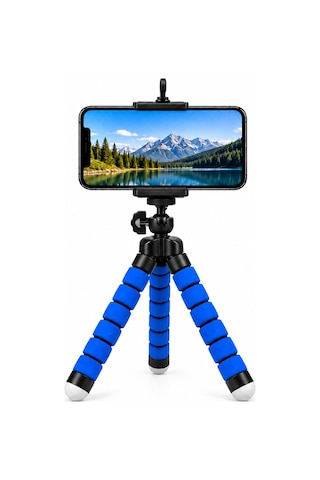 Concord Ahtapot Esnek Mini Telefon Tripodu - 360 Döner Başlıklı - 18 Cm Vlogging & Tiktok Çekim Ayak Mavi