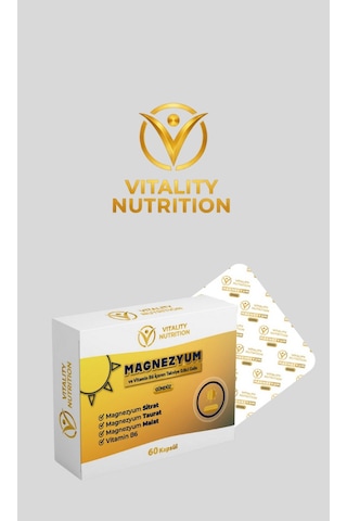Vitality Nutrition Magnezyum Gündüz 60 Kapsül Sitrat + Taurat + Malat + Vitamin B6 Gıda Takviyesi Vitality Nutrition Magnezyum Gündüz 60 Kapsül Sitrat + Taurat + Malat + Vitamin B6 Gıda Takviyesi