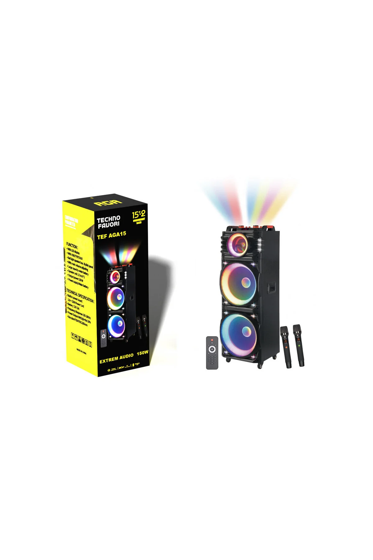 Techno Favori Tef Aga 15 Extrem Party Hoparlör 2x15inç Karaoke - Sencan Sound