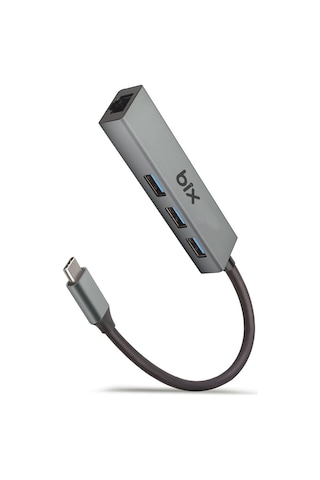 Bix Type-C USB 3.0 Gigabit Ethernet ve 3 Portlu USB Çoklayıcı Hub