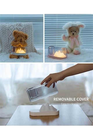 Kosona Kırmızı Pembe Dağ Şekilli Usb Şarjlı Led Gece Lambası - 3 Renk Seçeneği, Yumuşak Işık, 12 Saat Kullanim Süresi, Çocuk Odası Dekoru