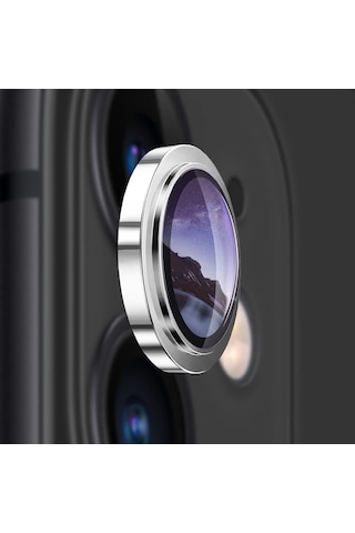 Apple Uyumlu iPhone 11 / 12 / 12 Mini Raze Metal Kamera Lens Koruyucu Gümüş