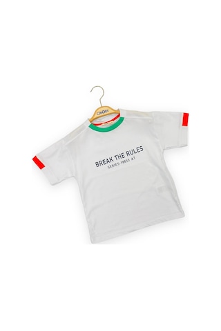 Çikoby Erkek Çocuk Pamuklu Break The Rules Yazılı Tshirt-11676-beyaz Beyaz