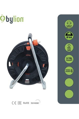 Bylion 3x2,5 30 Mt Kablolu Seyyar Plastik Makara Kapaklı