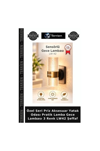 Özel Seri Priz Aksesuar Yatak Odası Pratik Lamba Gece Lambası 3 Renk Lw42 Şeffaf