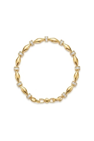 Premium Kadın Gold Renk Zirkon Taşlı Modern Twist Mekik Tasarım Bileklik Altın
