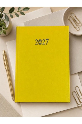 Ofisinn 2027 Cilt Bezli Sert Kapak 17x24 Cm Planlayıcı Günlük Ajanda Sarı