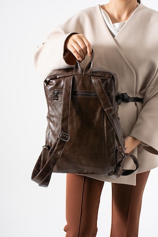 571 Collections Suni Deri Yıkama Sırt Çantası Poliüretan Kahverengi Model: 571-14-16g Kahverengi
