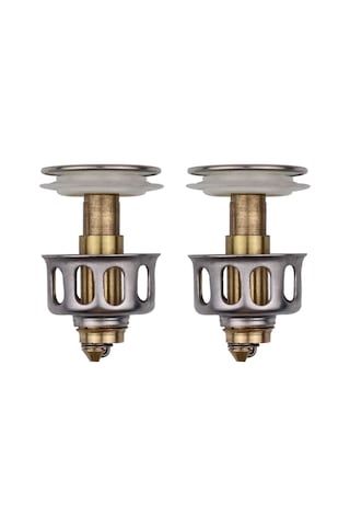 Moveevo Banyo Evleri İçin 2 Adet Bakır + Silikon Damla Önleyici Tıklama Tipi Lavabo/el Lavabosu Su Alma Kapağı Gümüş