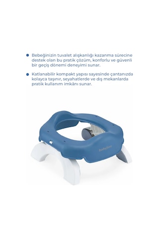 Babyjem 2 İn 1 Portatif Katlanabilir Seyahat Lazımlığı Klozet Adaptörü İndigo Mavi + 5 Hediye Poşet