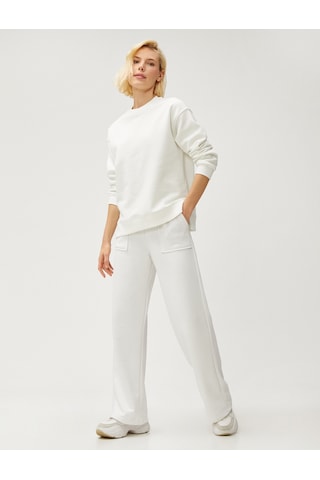 Koton Basic Sweatshirt Bisiklet Yaka Pamuklu Beyaz 3sak10195ek Beyaz