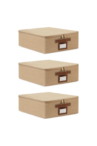 Ocean Home Textile 3'lü Küçük Boy Jüt Destekli Hurç Set 31 x 38 x 12 cm