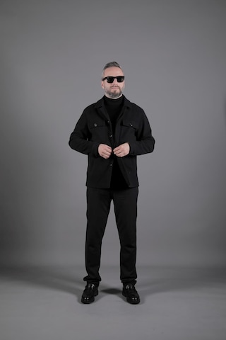 Ohepmoda Dikiş Detaylı Erkek Kaşe Kaban Mont Siyah